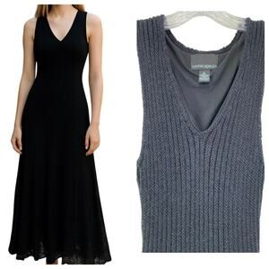 Cynthia Rowley Cable Knit Crochet Sleeveless Cotton Maxi Dress Sz XL Witchy Goth